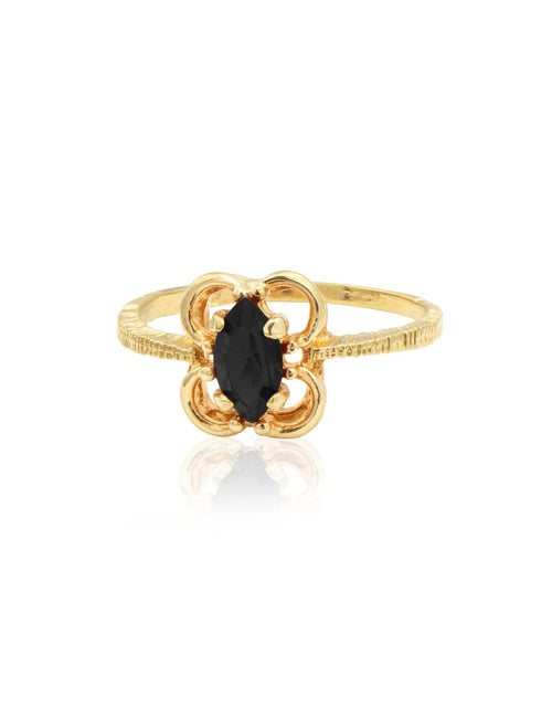 Load image into Gallery viewer, Vintage Jewelry Marquise Cut Jet Black Crystal Cocktail Ring in 18k White Gold Electroplate by PVD Vintage Jewelry
