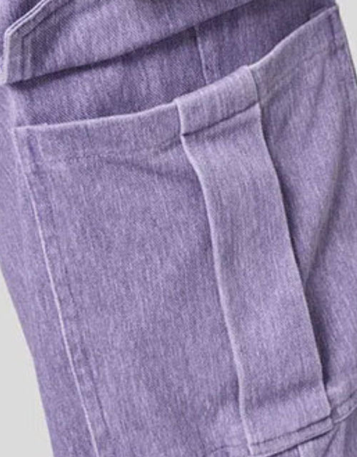 Load image into Gallery viewer, High Waist Straight Leg Cargo Jeans

