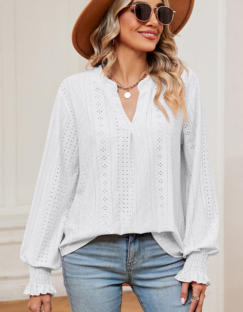Load image into Gallery viewer, Eyelet Notched Long Sleeve T-Shirt
