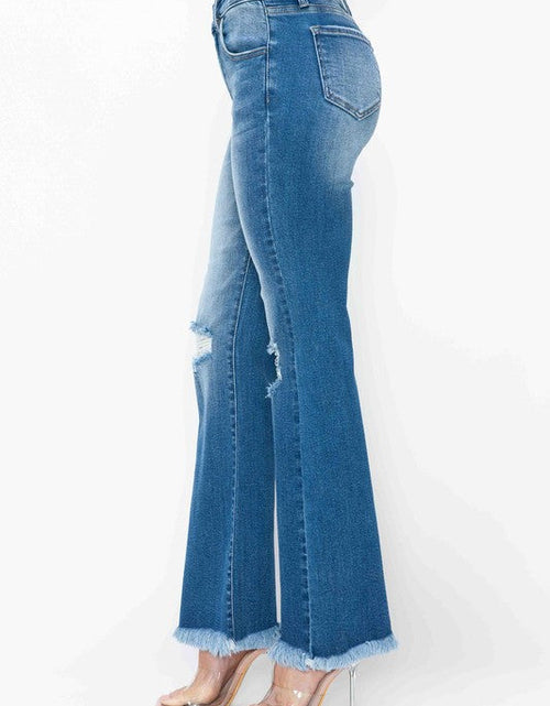Load image into Gallery viewer, bytos Full Size Raw Hem Distressed High Rise Bootcut Jeans
