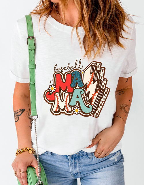Load image into Gallery viewer, Letter Graphic Round Neck Short Sleeve T-Shirt
