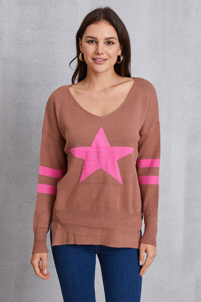 Load image into Gallery viewer, Star Scoop Neck Dropped Shoulder T-Shirt
