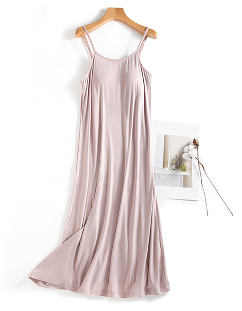 Load image into Gallery viewer, Scoop Neck Midi Cami Dress with Bra
