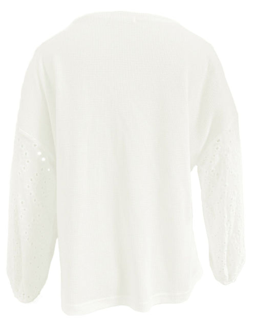 Load image into Gallery viewer, Shiny Openwork Dropped Shoulder Boat Neck Blouse
