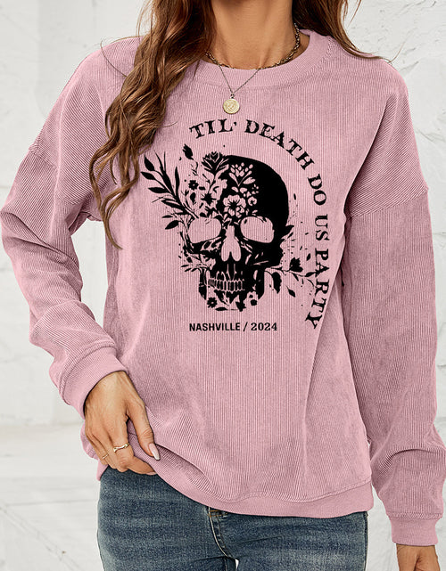 Load image into Gallery viewer, Skull Graphic Dropped Shoulder Sweatshirt

