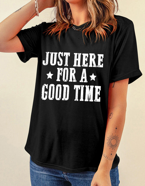 Load image into Gallery viewer, Letter Graphic Round Neck Short Sleeve T-Shirt
