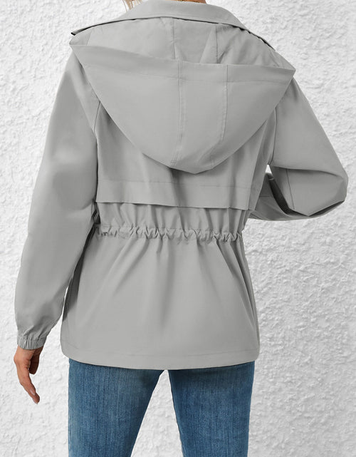 Load image into Gallery viewer, Ivy Lane Drawstring Zip Up Hooded Jacket
