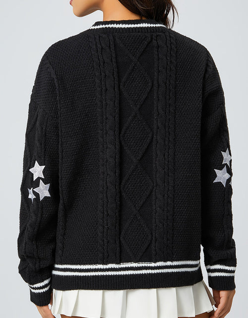 Load image into Gallery viewer, Star Embroidered V-Neck Long Sleeve Cardigan
