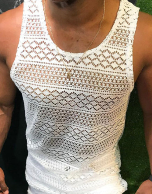 Load image into Gallery viewer, Men's Full Size Openwork Round Neck Tank Plus Size
