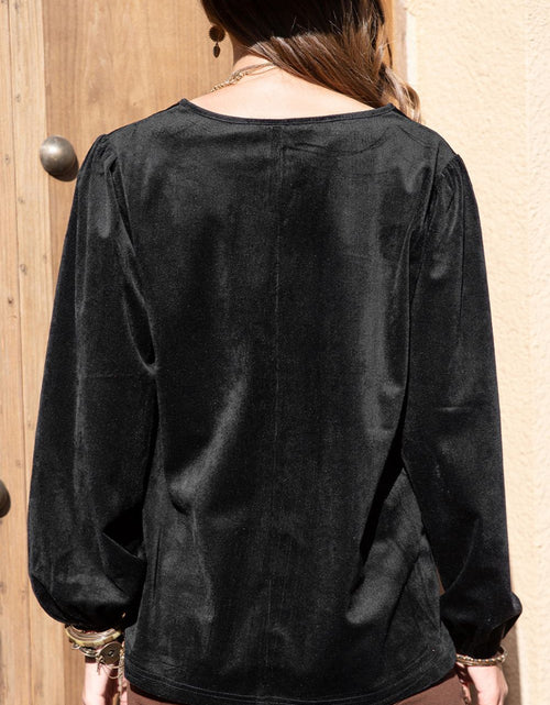 Load image into Gallery viewer, Notched Neck Long Sleeve Blouse
