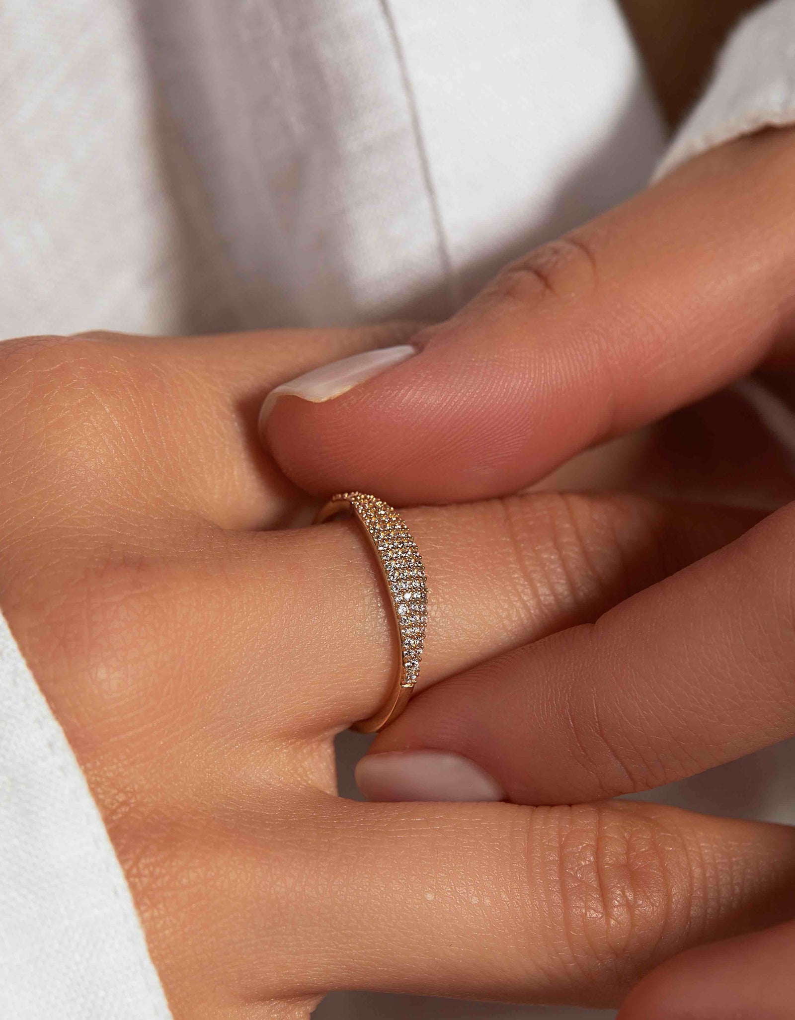 14k Solid Gold Diamond Micro Pavé Signet Ring by Italic