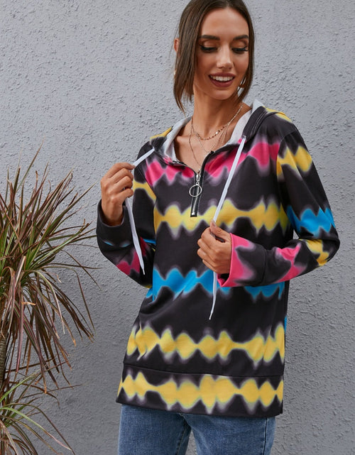 Load image into Gallery viewer, Contrast Quarter Zip Dropped Shoulder Hoodie
