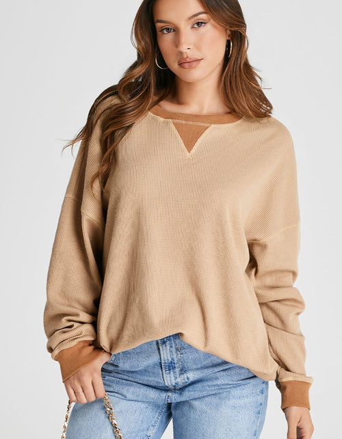 Load image into Gallery viewer, Waffle-Knit Long Sleeve Sweatshirt
