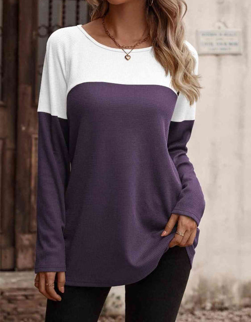 Load image into Gallery viewer, Contrast Round Neck Long Sleeve T-Shirt
