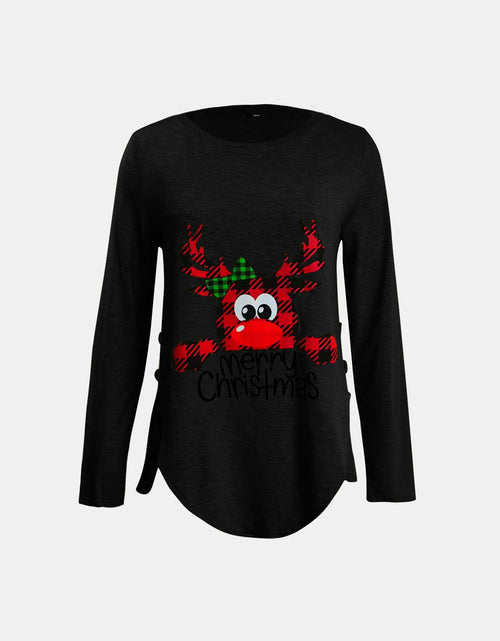 Load image into Gallery viewer, Full Size Reindeer Round Neck Long Sleeve T-Shirt
