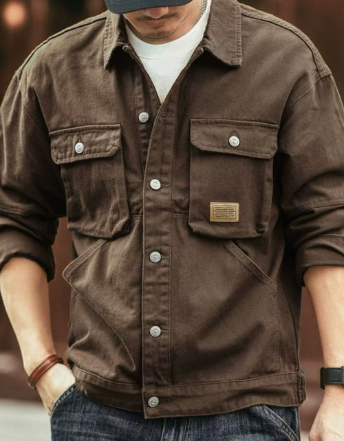 Load image into Gallery viewer, Men's Washed Collared Neck Cargo Jacket
