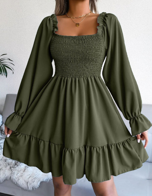 Load image into Gallery viewer, Smocked Flounce Sleeve Square Neck Dress
