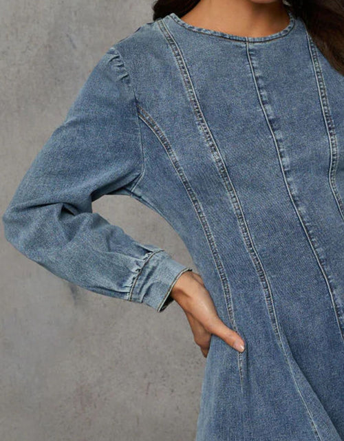 Load image into Gallery viewer, Back Zip Round Neck Long Sleeve Dress
