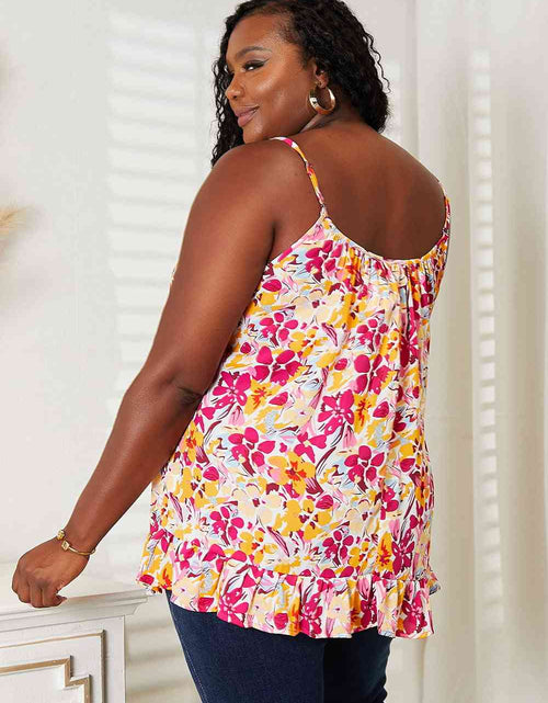 Load image into Gallery viewer, Double Take Floral Scoop Neck Ruffle Hem Cami
