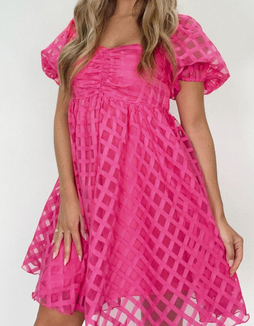 Load image into Gallery viewer, Plaid Puff Sleeve Babydoll Dress
