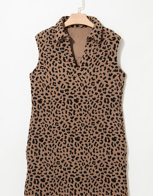 Load image into Gallery viewer, Leopard Johnny Collar Sleeveless Mini Dress
