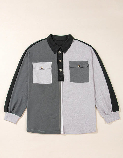 Load image into Gallery viewer, Pocketed Contrast Long Sleeve Sweatshirt
