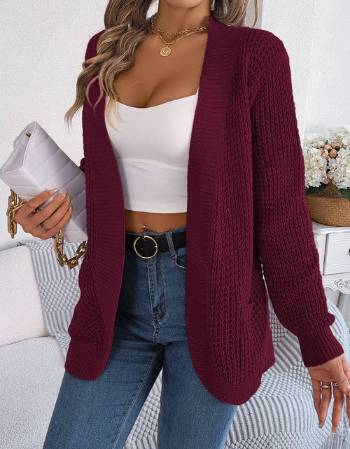 Load image into Gallery viewer, Open Front Long Sleeve Cardigan with Pockets
