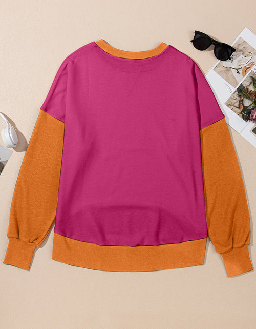 Load image into Gallery viewer, Contrast Round Neck Long Sleeve Sweatshirt
