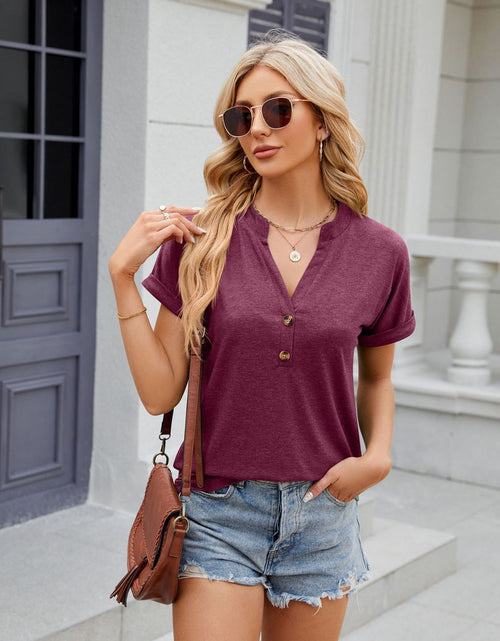 Load image into Gallery viewer, Florira Notched Short Sleeve T-Shirt
