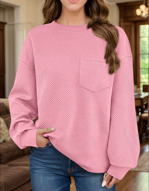 Load image into Gallery viewer, Full Size Texture Round Neck Long Sleeve Sweatshirt
