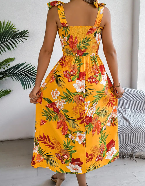 Load image into Gallery viewer, Smocked Floral Tie Shoulder Midi Dress

