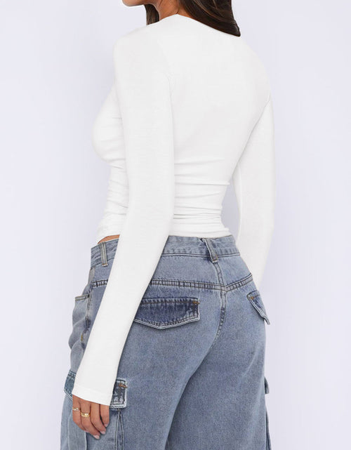 Load image into Gallery viewer, Ruched Asymmetrical Neck Long Sleeve T-Shirt
