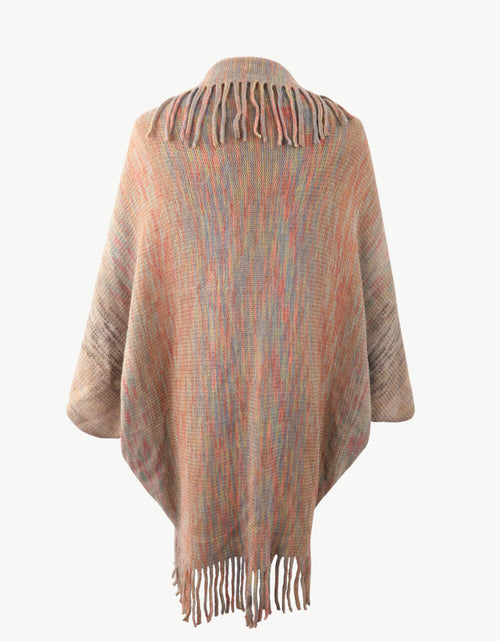 Load image into Gallery viewer, Multicolored Fringe Trim Poncho

