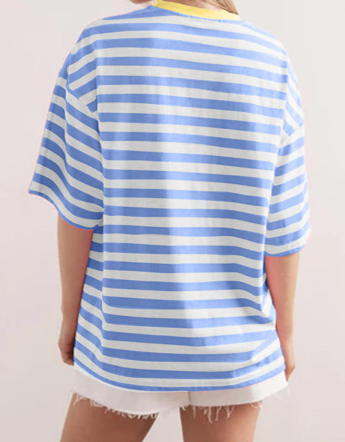 Load image into Gallery viewer, Striped Round Neck Half Sleeve T-Shirt
