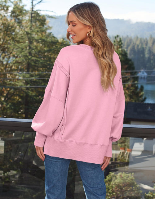 Load image into Gallery viewer, Slit Round Neck Long Sleeve Sweatshirt
