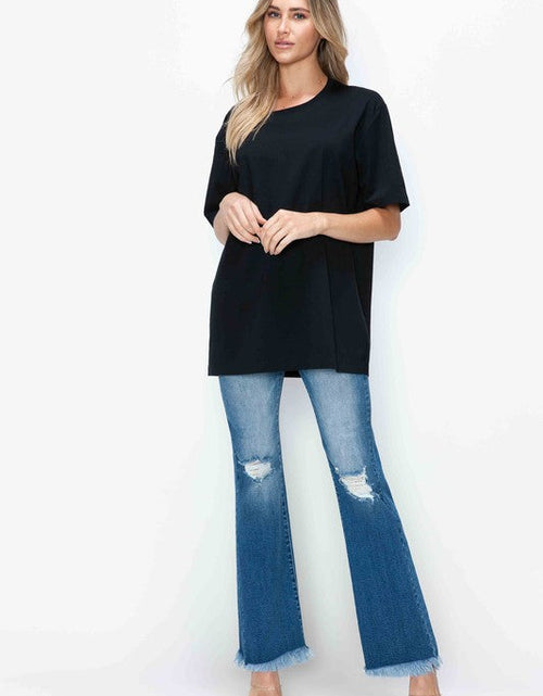 Load image into Gallery viewer, bytos Full Size Raw Hem Distressed High Rise Bootcut Jeans

