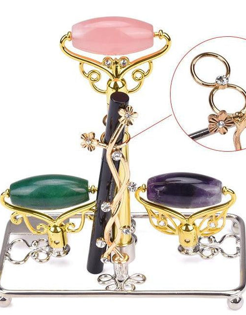 Load image into Gallery viewer, Limited Edition - Magic Wand - Jade, Rose Quartz, Amethyst Facial Roller w/ Stand by ZAQ Skin &amp; Body
