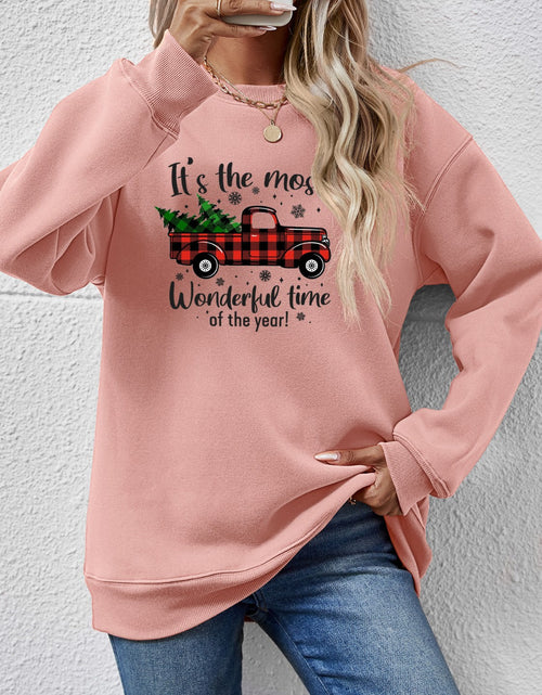 Load image into Gallery viewer, Graphic Round Neck Long Sleeve Sweatshirt
