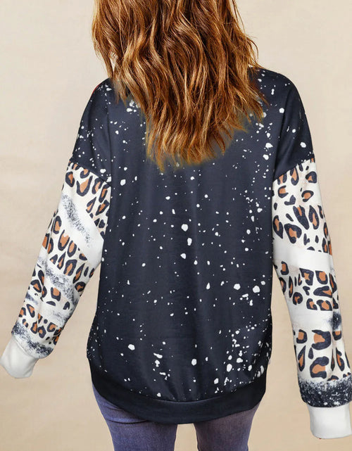 Load image into Gallery viewer, Leopard Round Neck Long Sleeve Sweatshirt
