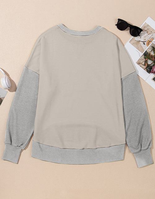 Load image into Gallery viewer, Contrast Round Neck Long Sleeve Sweatshirt
