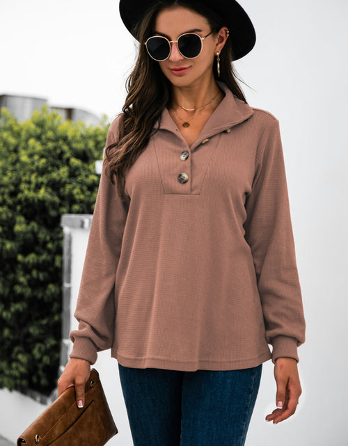 Load image into Gallery viewer, Half Button Long Sleeve T-Shirt
