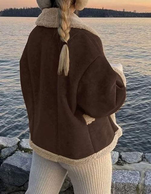 Load image into Gallery viewer, Fuzzy Collared Neck Long Sleeve Jacket
