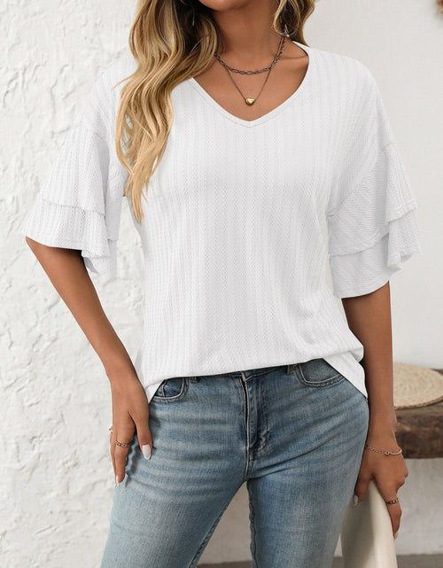 Load image into Gallery viewer, Mandy V-Neck Ruffle Half Sleeve Top
