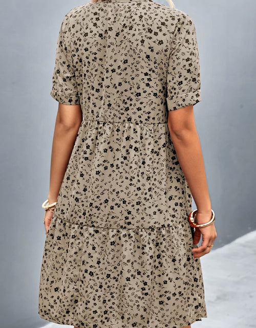 Load image into Gallery viewer, Ditsy Floral Empire Waist Plunge Short Sleeve Dress
