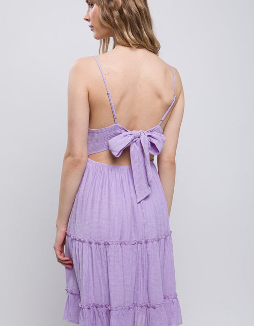 Load image into Gallery viewer, Love Tree Lace Detail Tied V-Neck Mini Cami Dress
