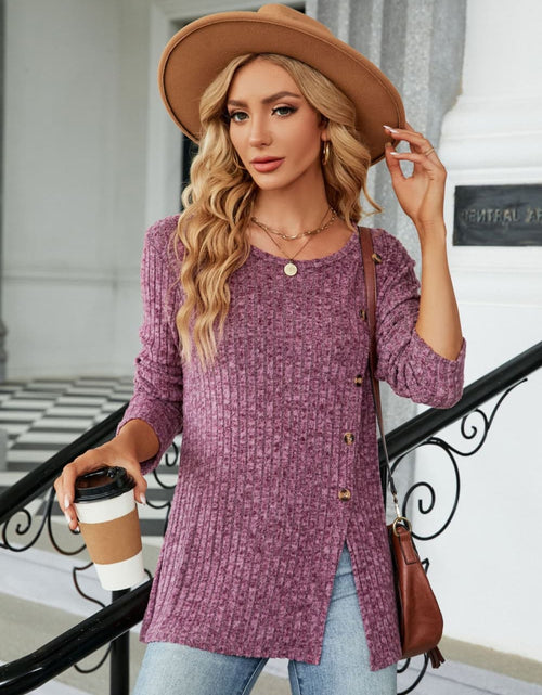 Load image into Gallery viewer, Buttoned Long Sleeve Slit Top
