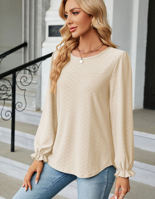 Load image into Gallery viewer, Round Neck Flounce Sleeve Blouse
