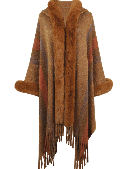Load image into Gallery viewer, Color Block Fringe Detail Poncho
