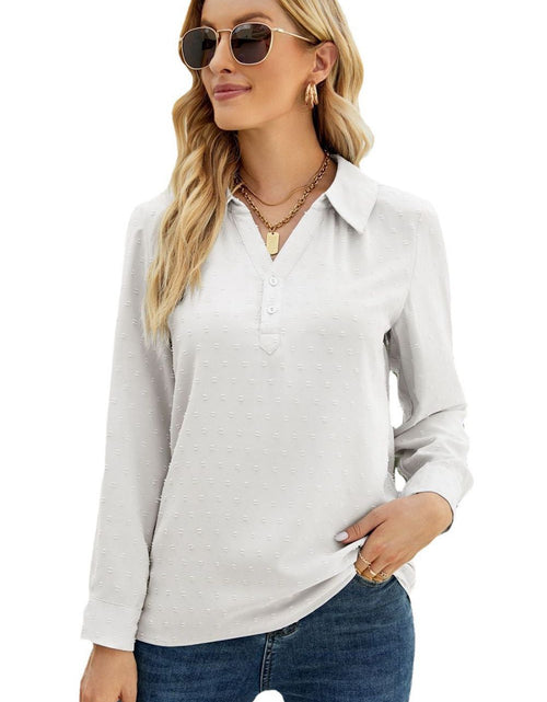 Load image into Gallery viewer, Swiss Dot Johnny Collar Blouse
