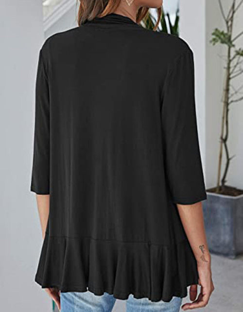 Load image into Gallery viewer, Open Front Ruffle Trim Cardigan
